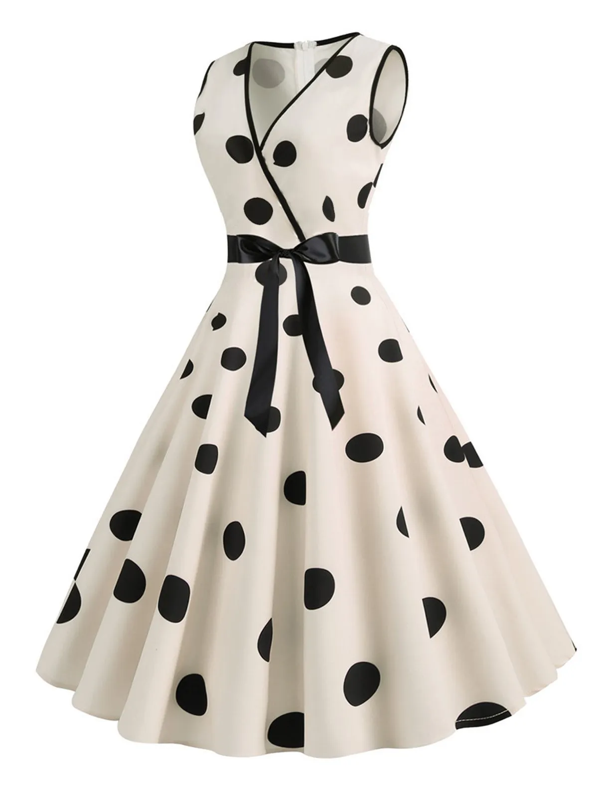 1950s Bow Polka Dot Swing Dress