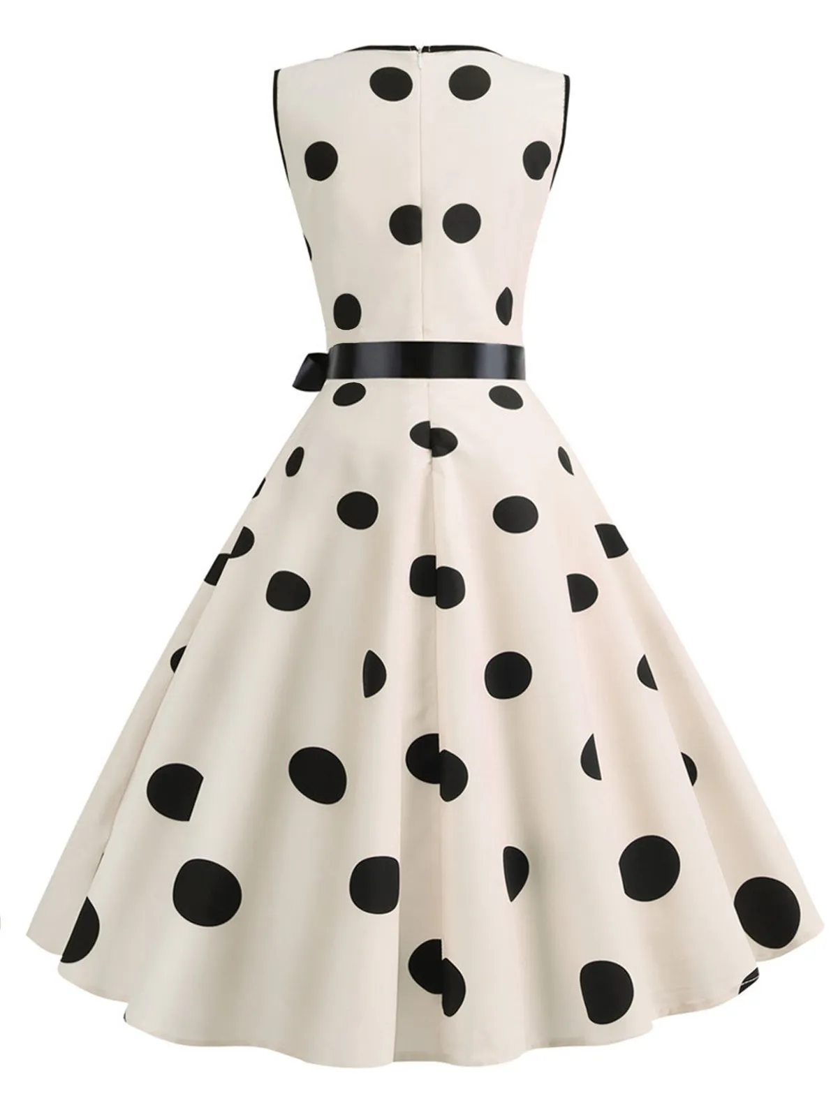 1950s Bow Polka Dot Swing Dress