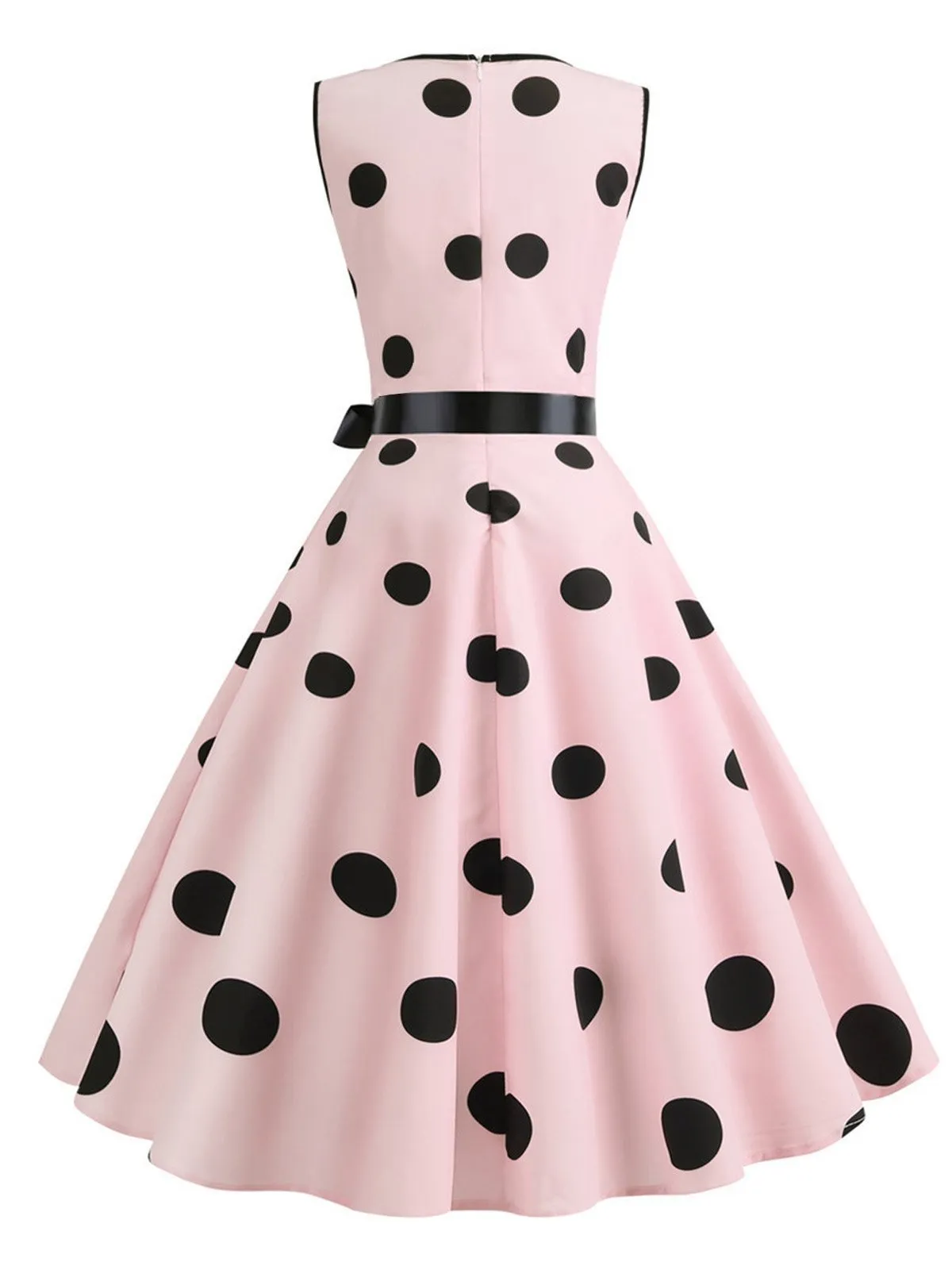 1950s Bow Polka Dot Swing Dress