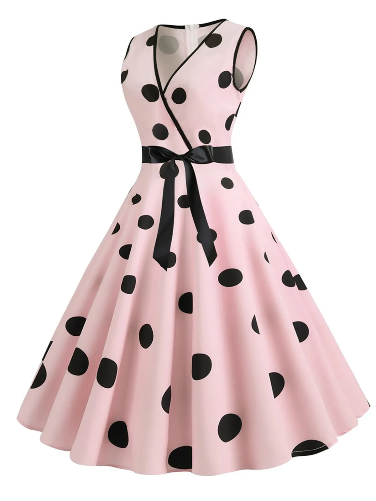 1950s Bow Polka Dot Swing Dress