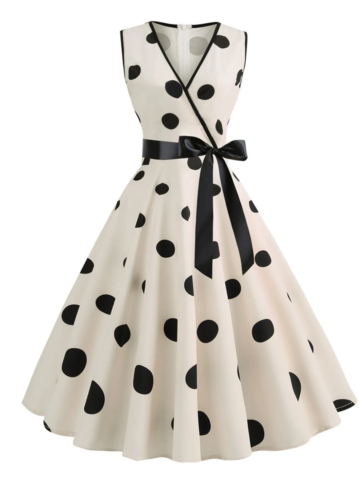 1950s Bow Polka Dot Swing Dress