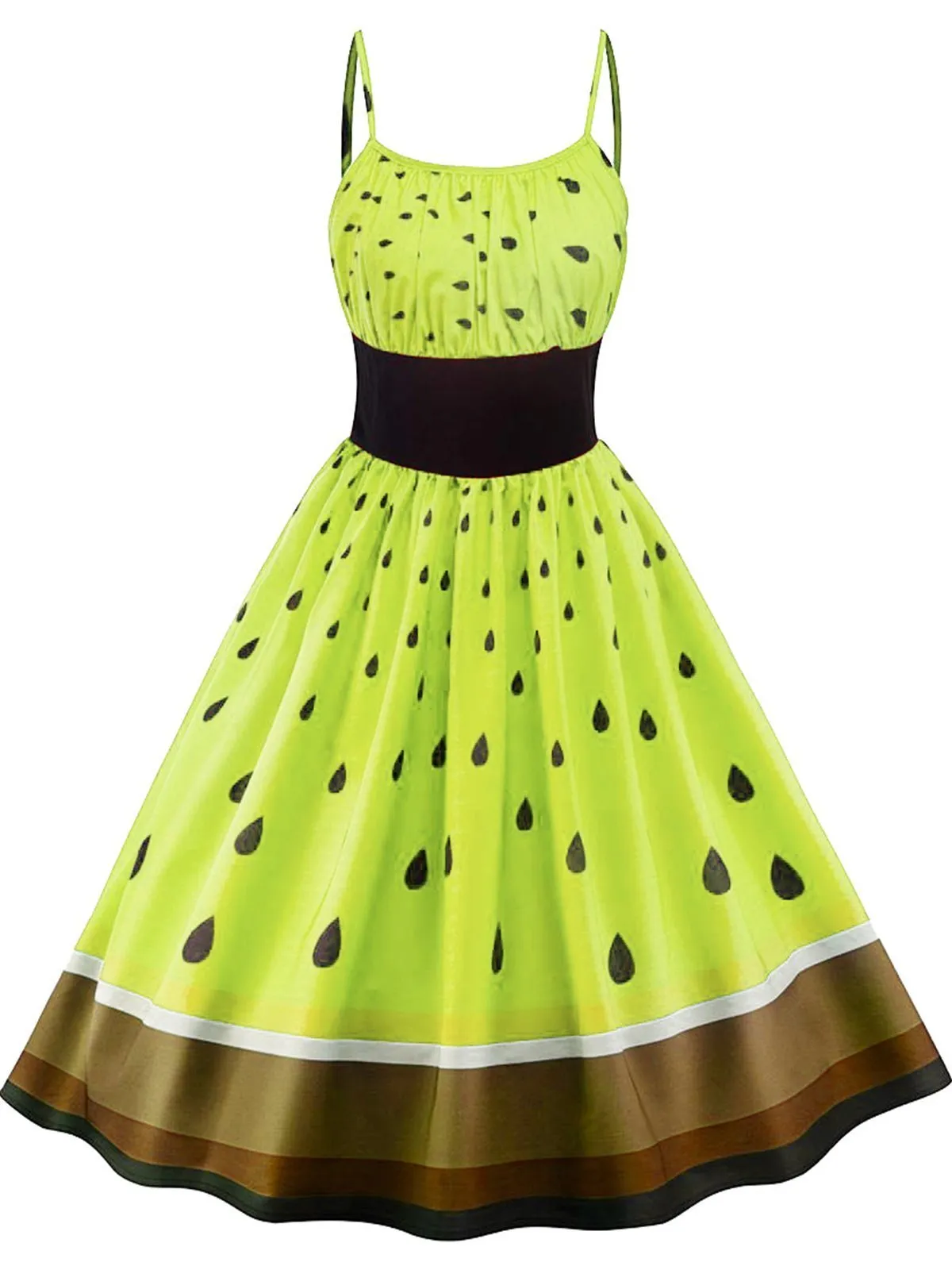 1950s Fruit Spaghetti Swing Dress