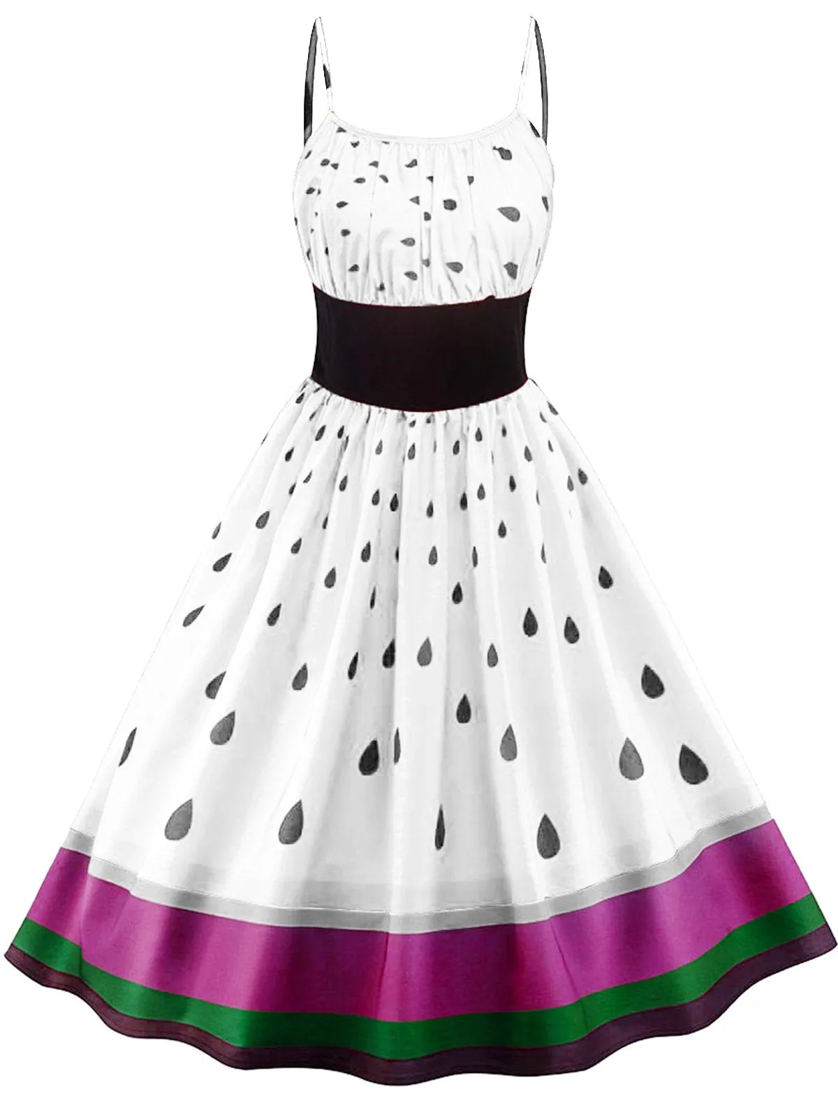 1950s Fruit Spaghetti Swing Dress