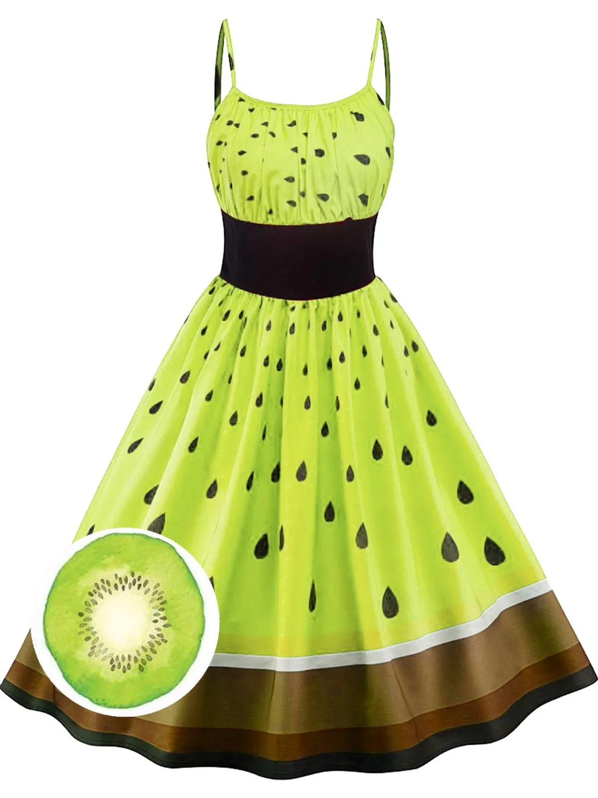 1950s Fruit Spaghetti Swing Dress