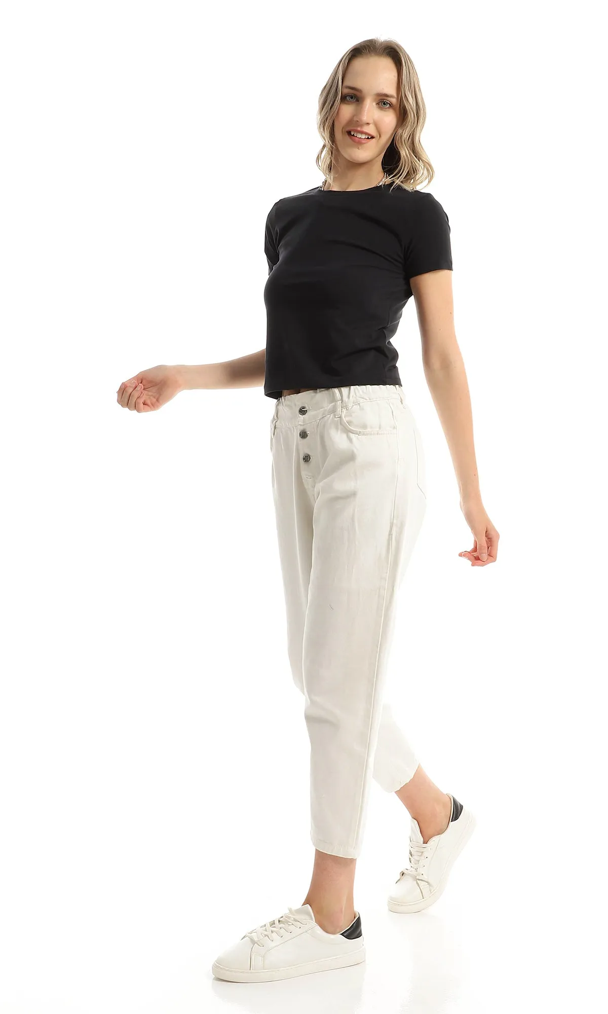97319 Basic Short Sleeves Plain Black Tee