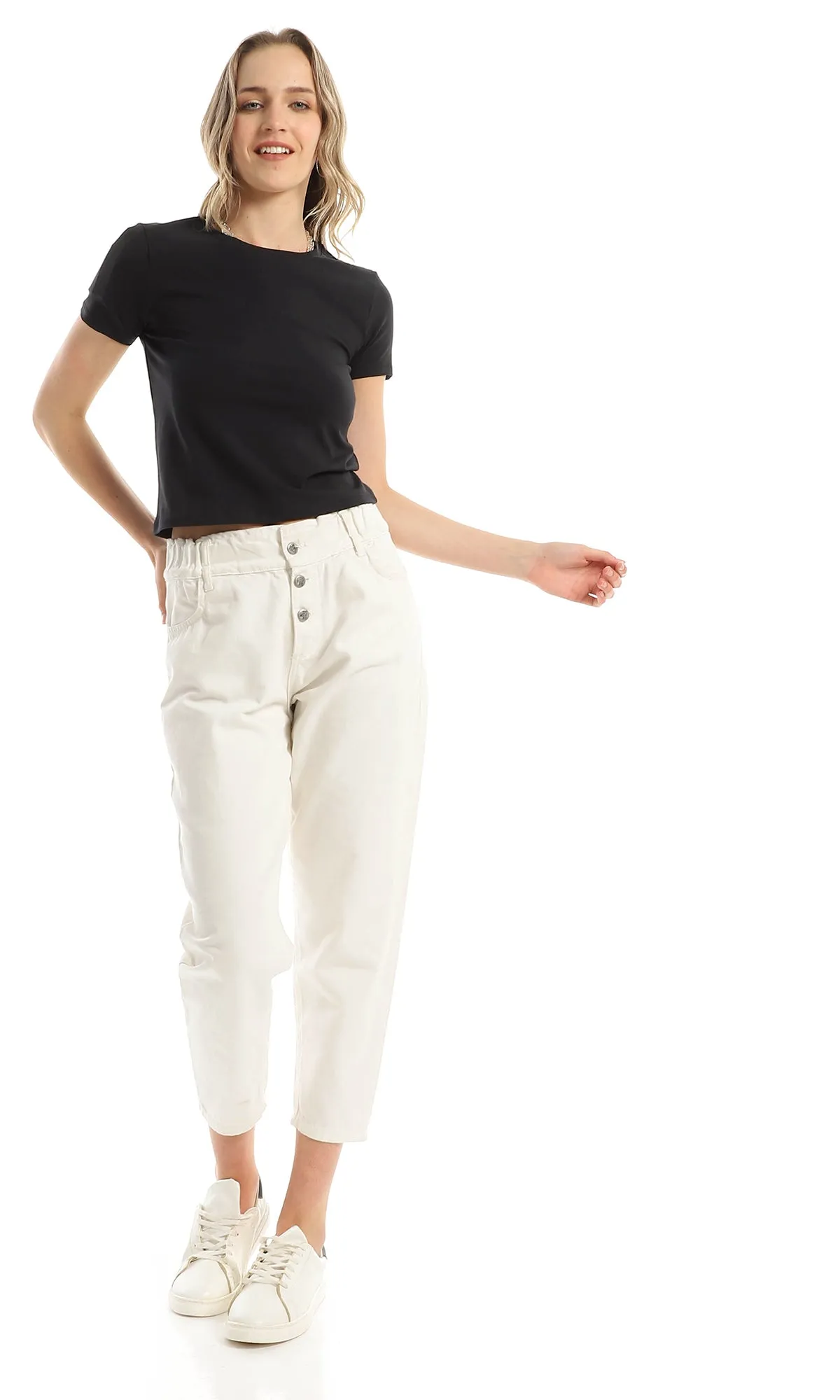 97319 Basic Short Sleeves Plain Black Tee