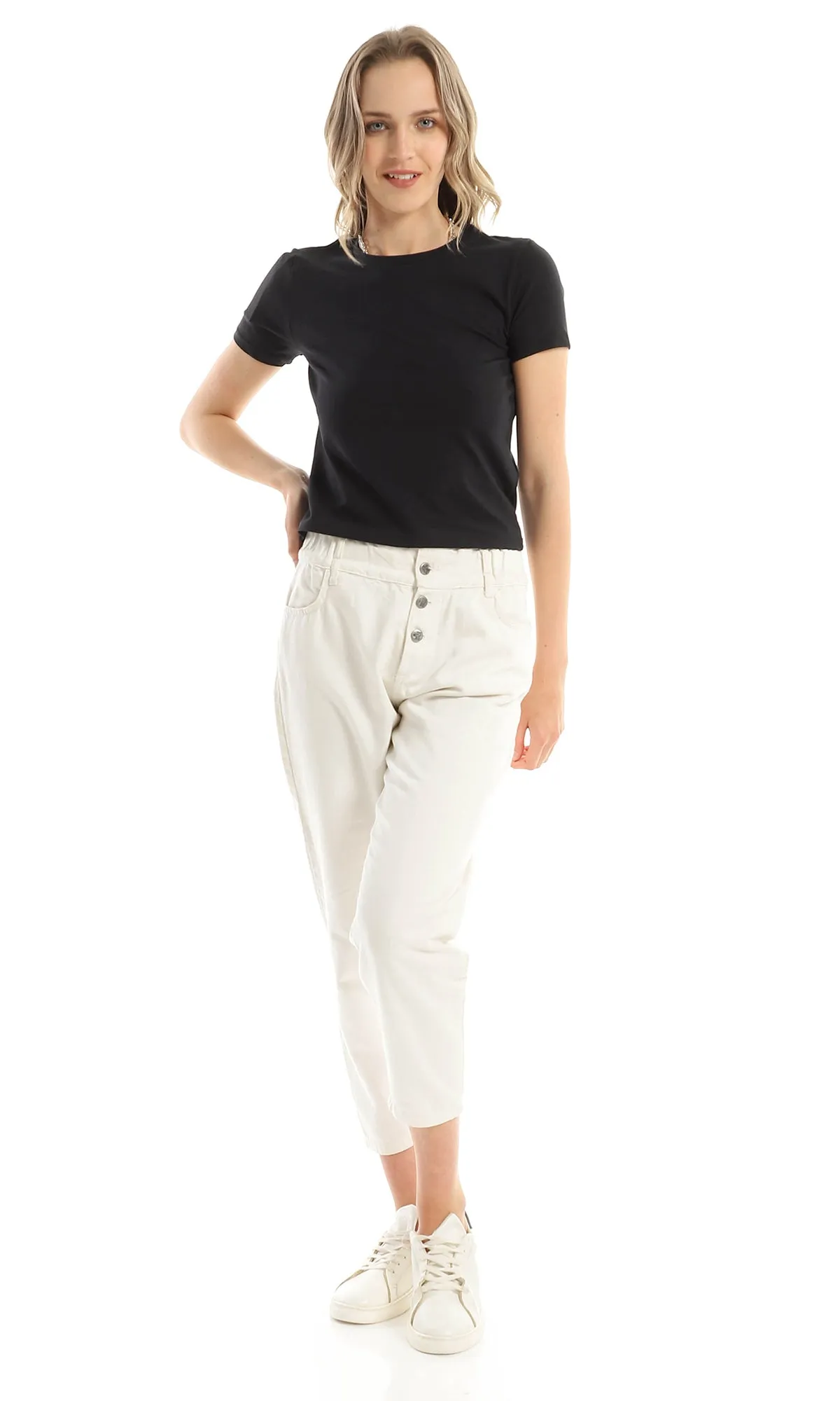 97319 Basic Short Sleeves Plain Black Tee