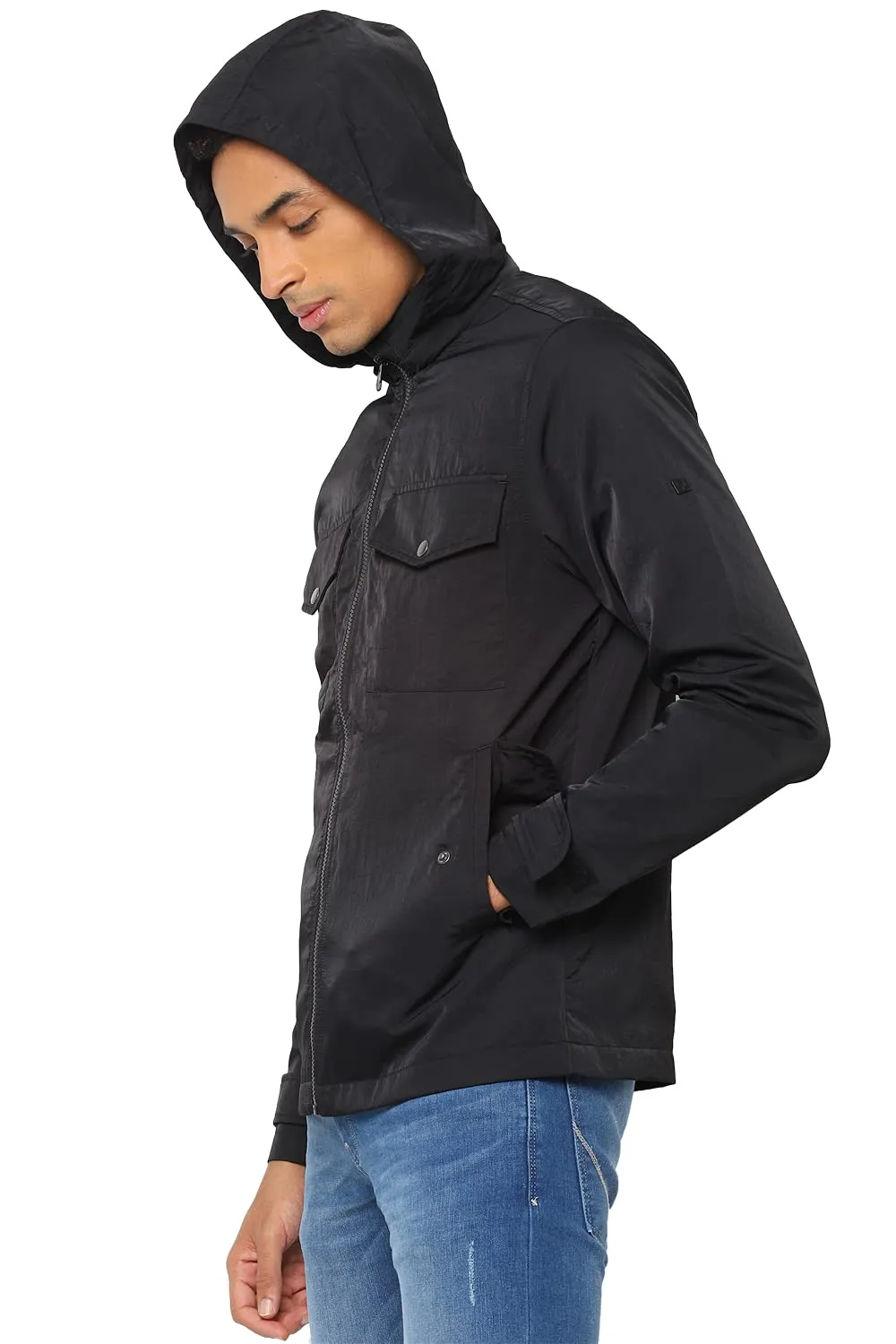 Allen Solly Men's Jacket (ASJKLJRGHP00069_Black_S)