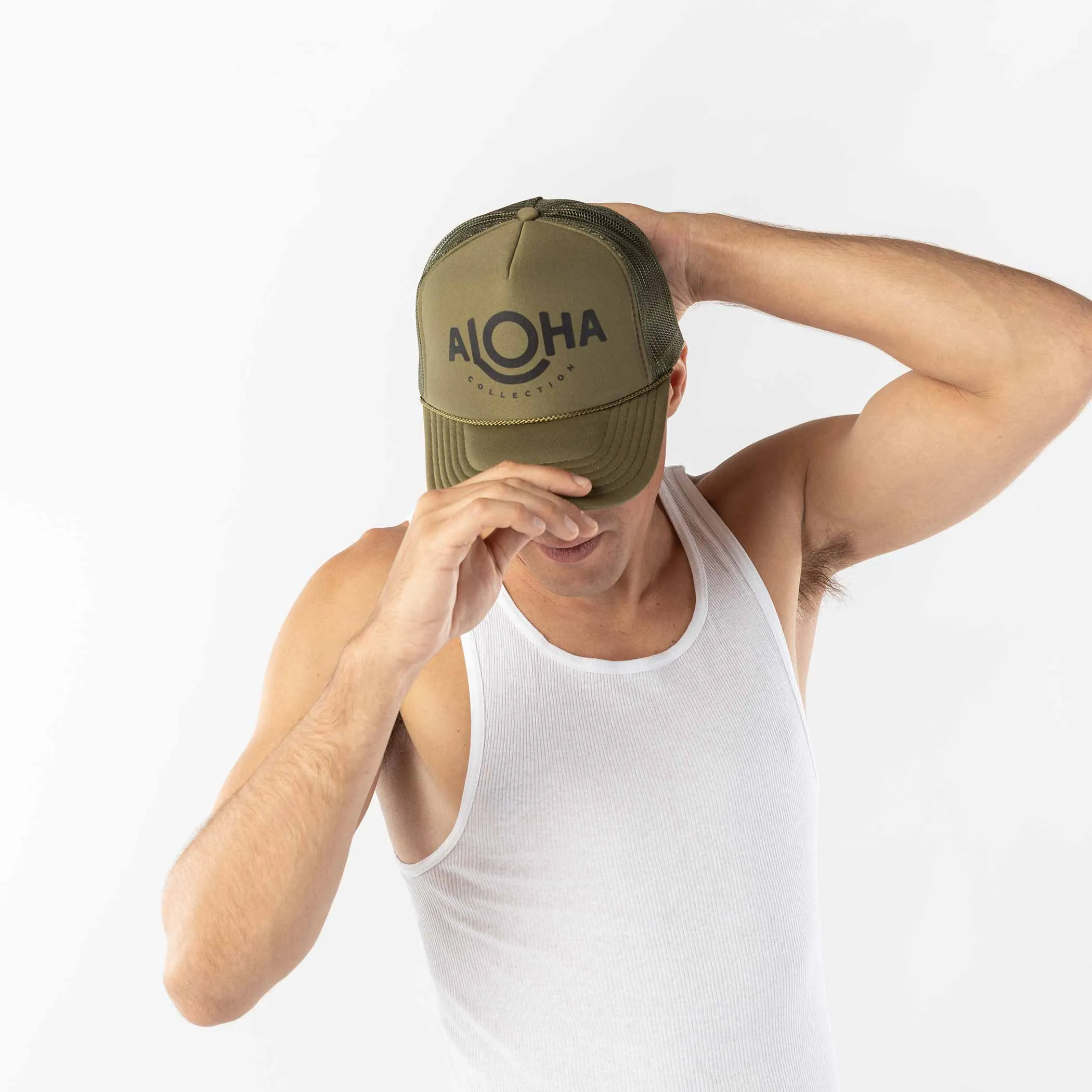 Aloha Trucker Hat Khaki Green