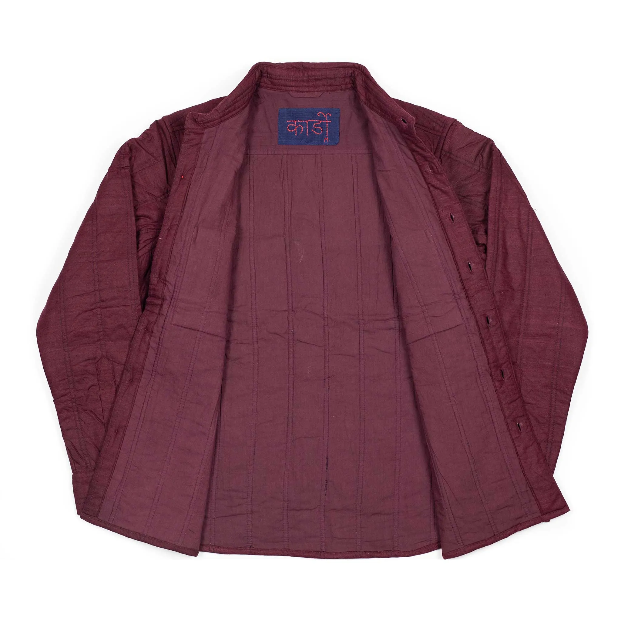 Alok shirt in burgundy quilted matka handloom silk