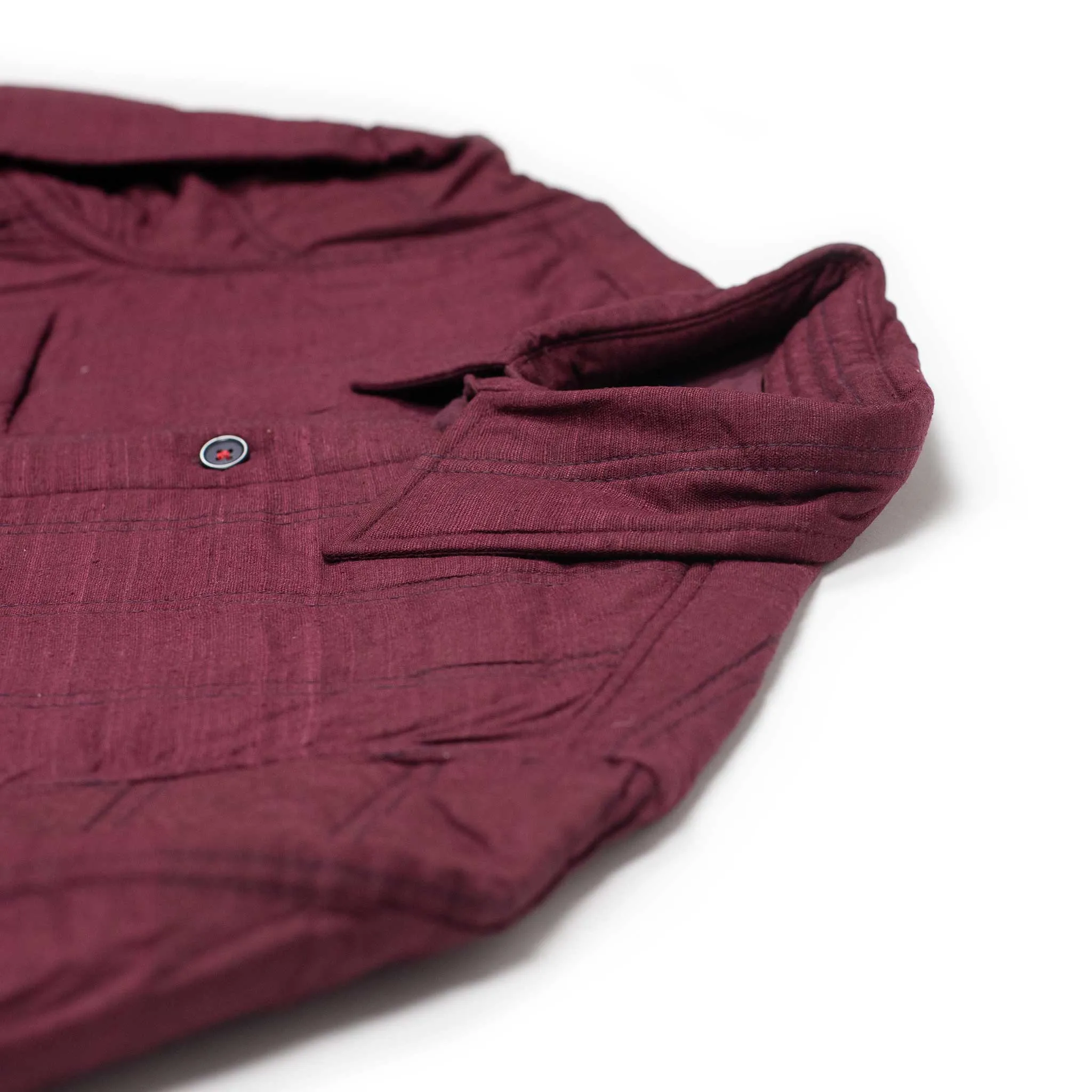 Alok shirt in burgundy quilted matka handloom silk