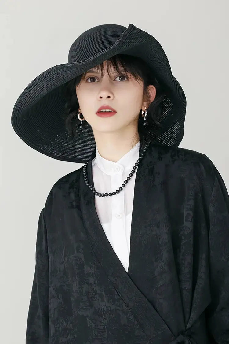 Asymmetrical Wide Brim Straw Hat