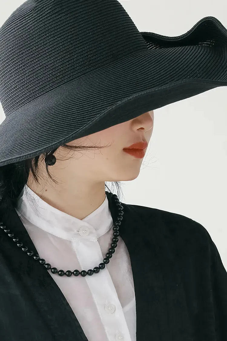 Asymmetrical Wide Brim Straw Hat