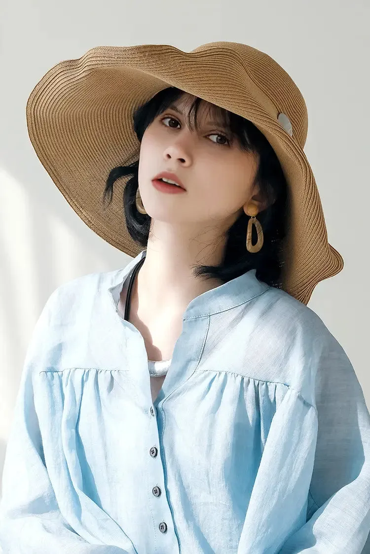 Asymmetrical Wide Brim Straw Hat