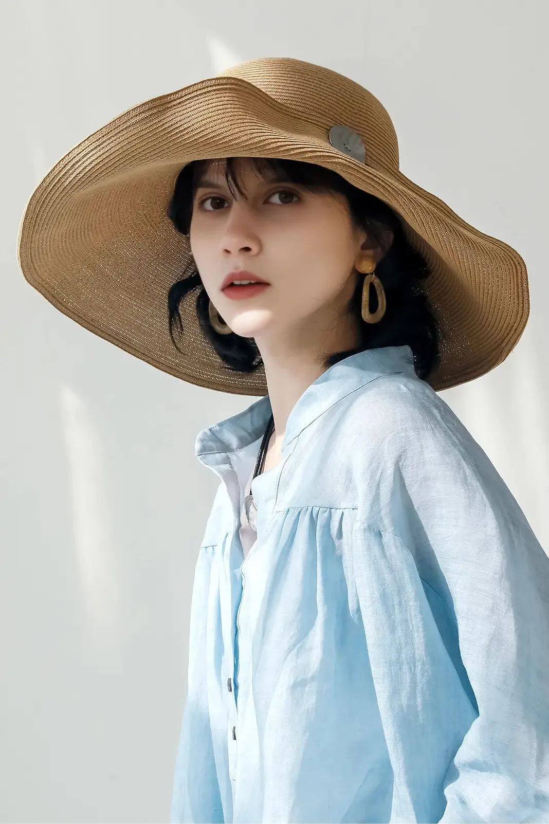 Asymmetrical Wide Brim Straw Hat