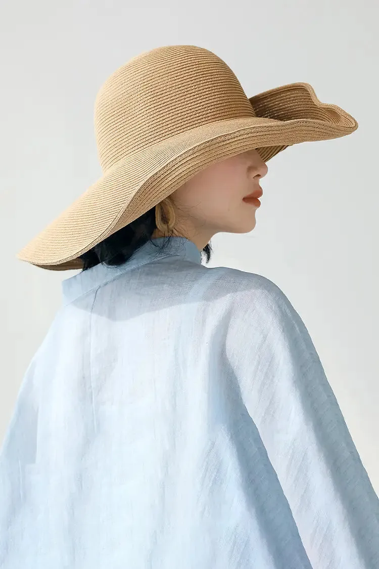 Asymmetrical Wide Brim Straw Hat