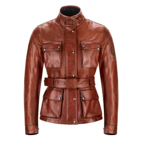 BELSTAFF TRIALMASTER PRO WOMEN LEATHER MOTORCYCLE JACKET - RED