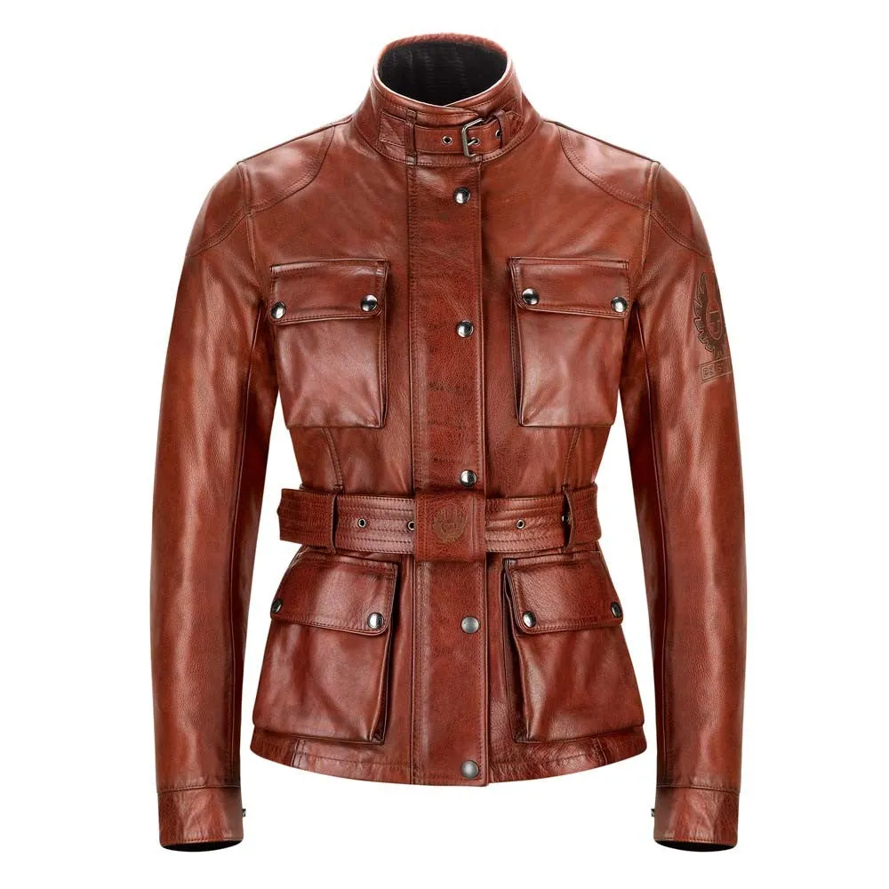 BELSTAFF TRIALMASTER PRO WOMEN LEATHER MOTORCYCLE JACKET - RED