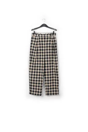 Black and beige checkered relaxed-fit pants