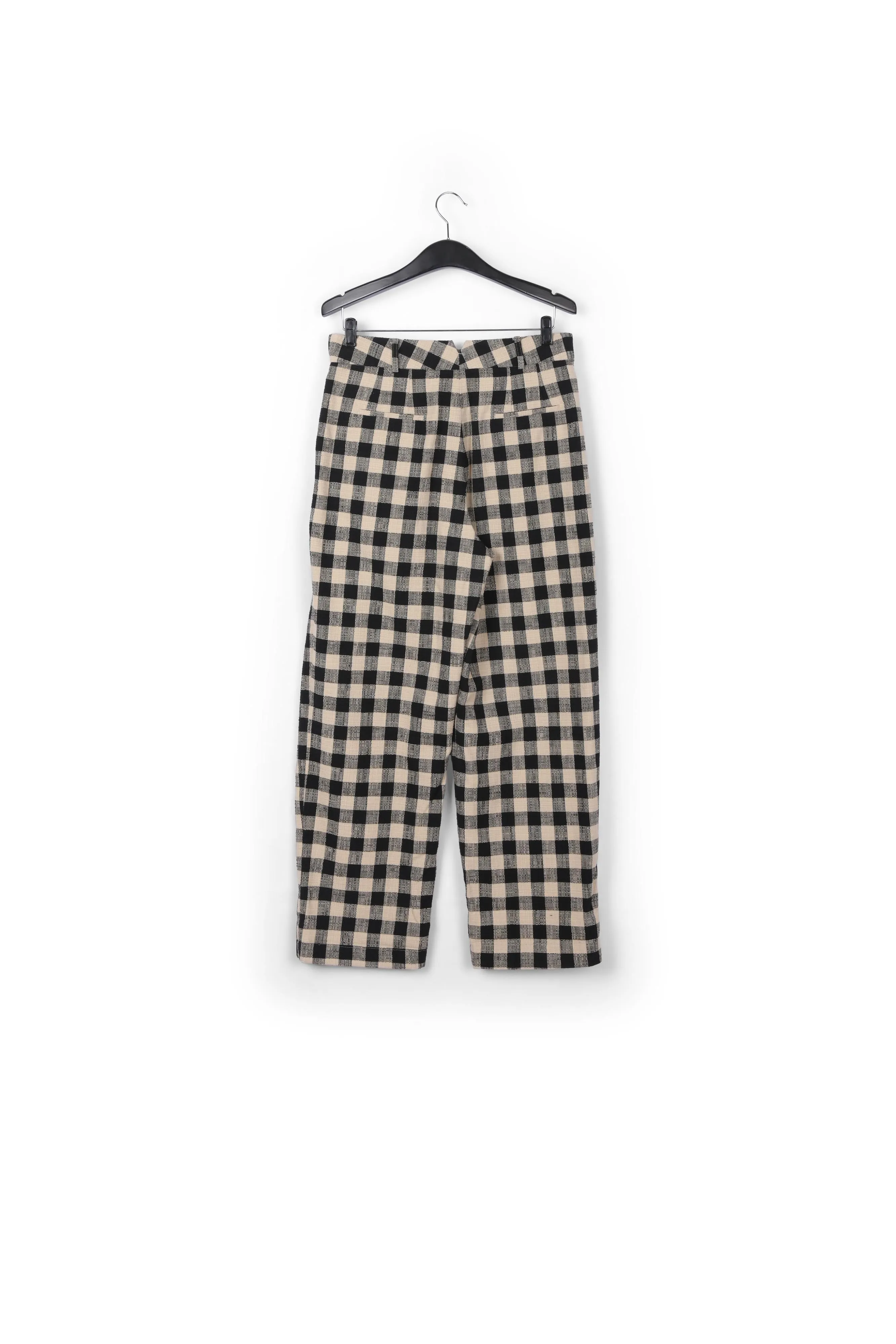 Black and beige checkered relaxed-fit pants