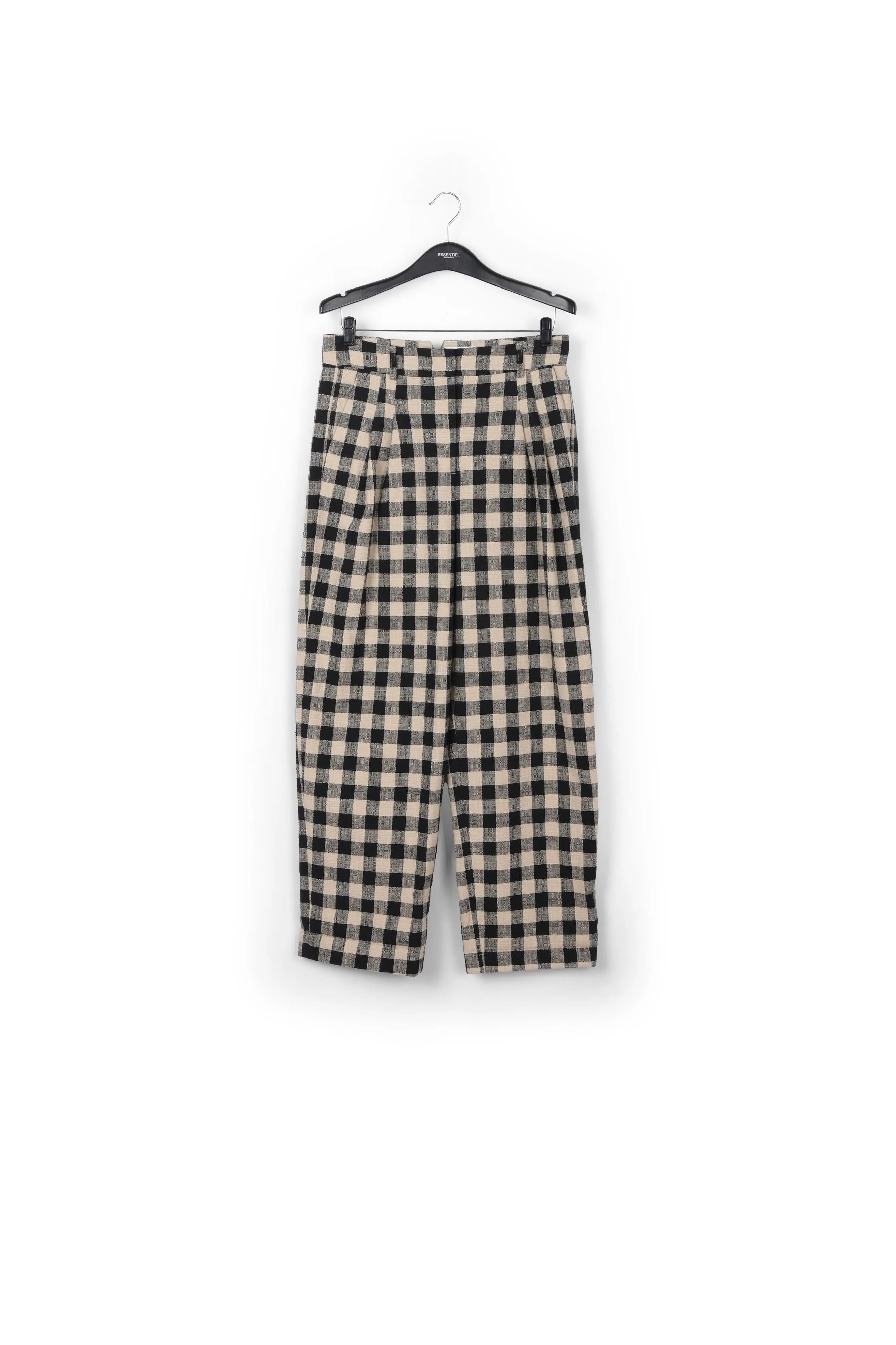 Black and beige checkered relaxed-fit pants