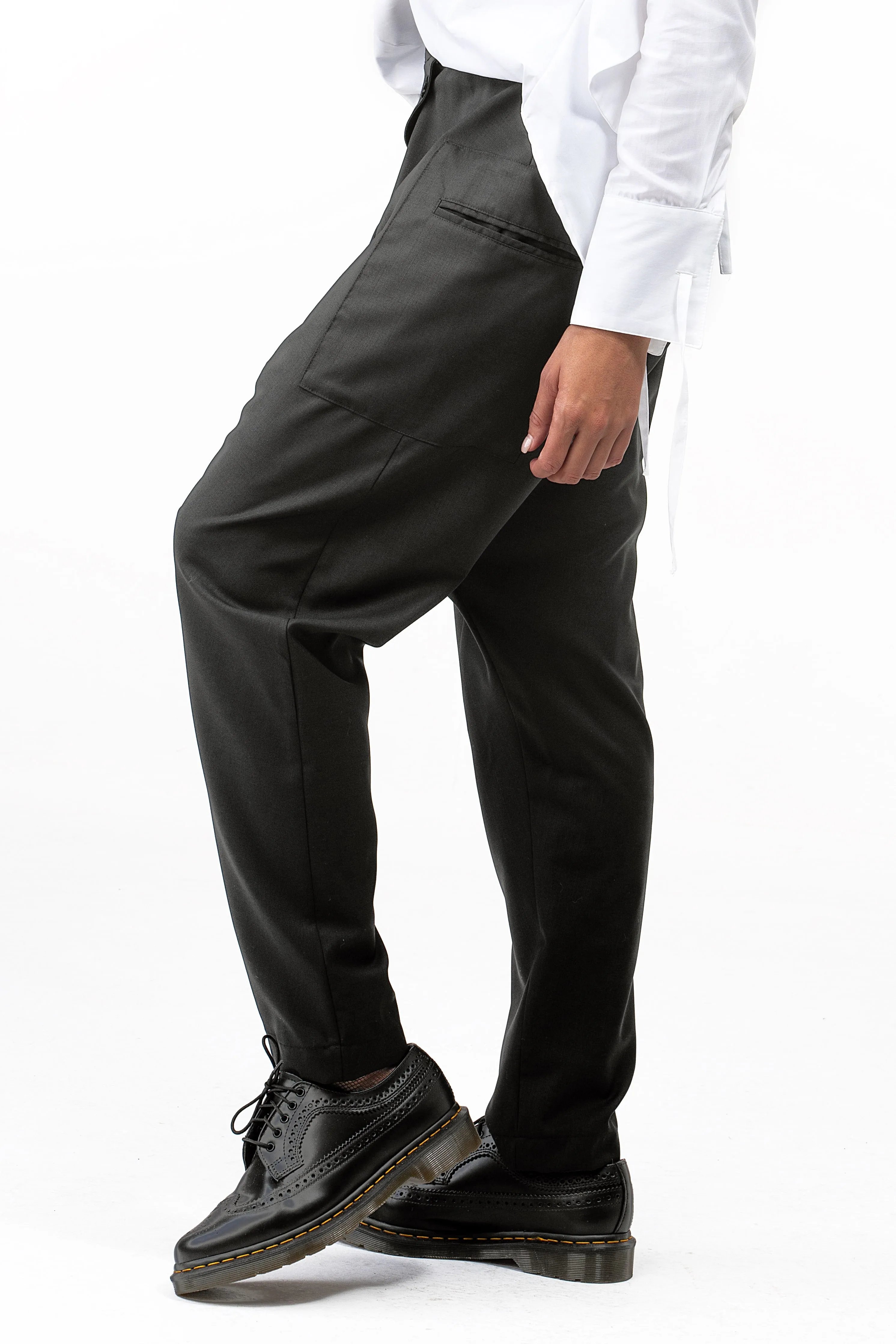 Black wool baggy pants