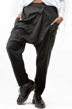Black wool baggy pants