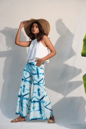 Blue And White Bell Bottom Pants