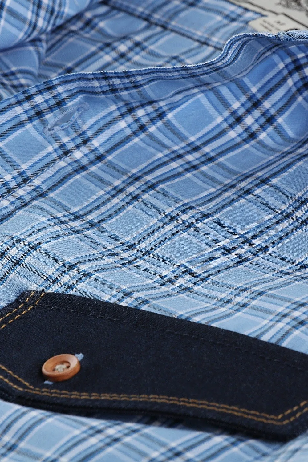 Casual Denim Glen Plaid Shirt