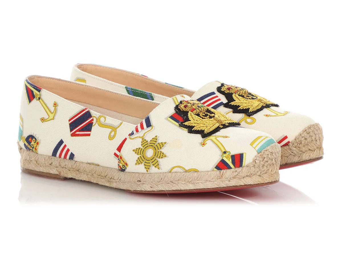 Christian Louboutin White Galia Flat Espadrilles