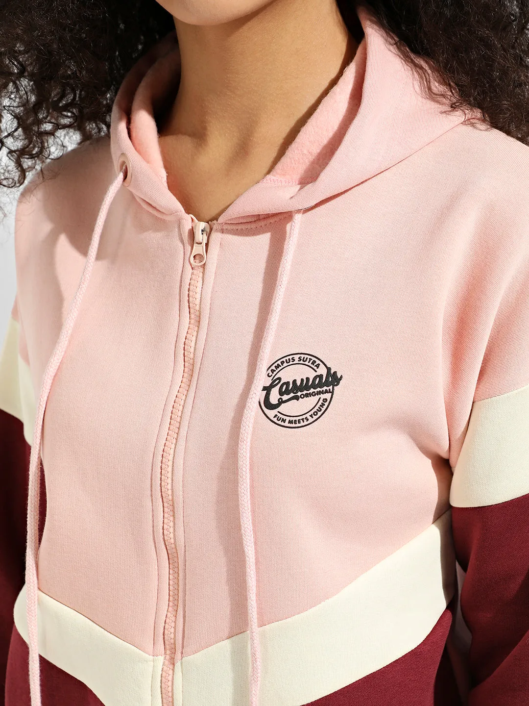 Colourblock Zip-Front Hoodie With Contrast Panels