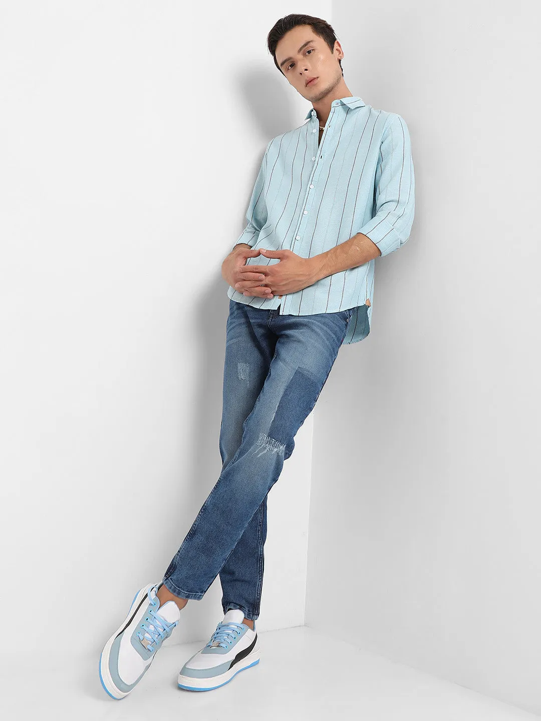 Contrast Pinstriped Shirt