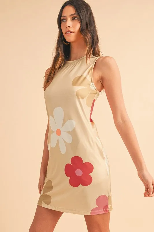 Daisy Flower Print Tank Dress