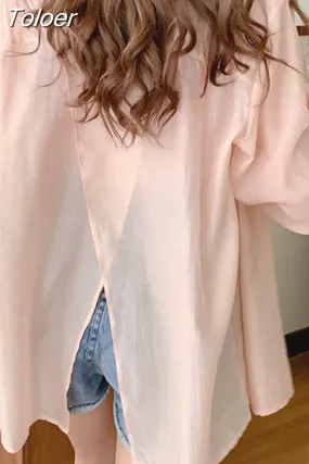 deanwangkt Chic Split Shirts Women Irregular Designed Stylish S-3XL Long Sleeve Blouse Sun-proof Breathable Outerwear Female Top
