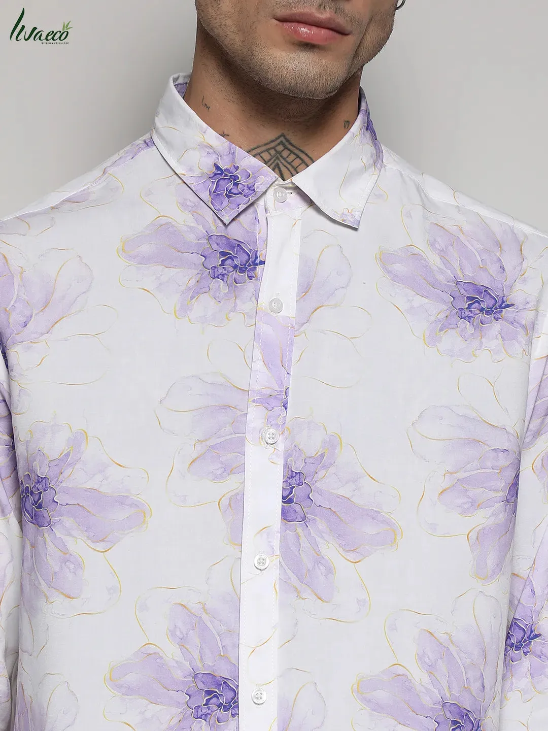 Ecoliva Faded Floral Strokes Shirt
