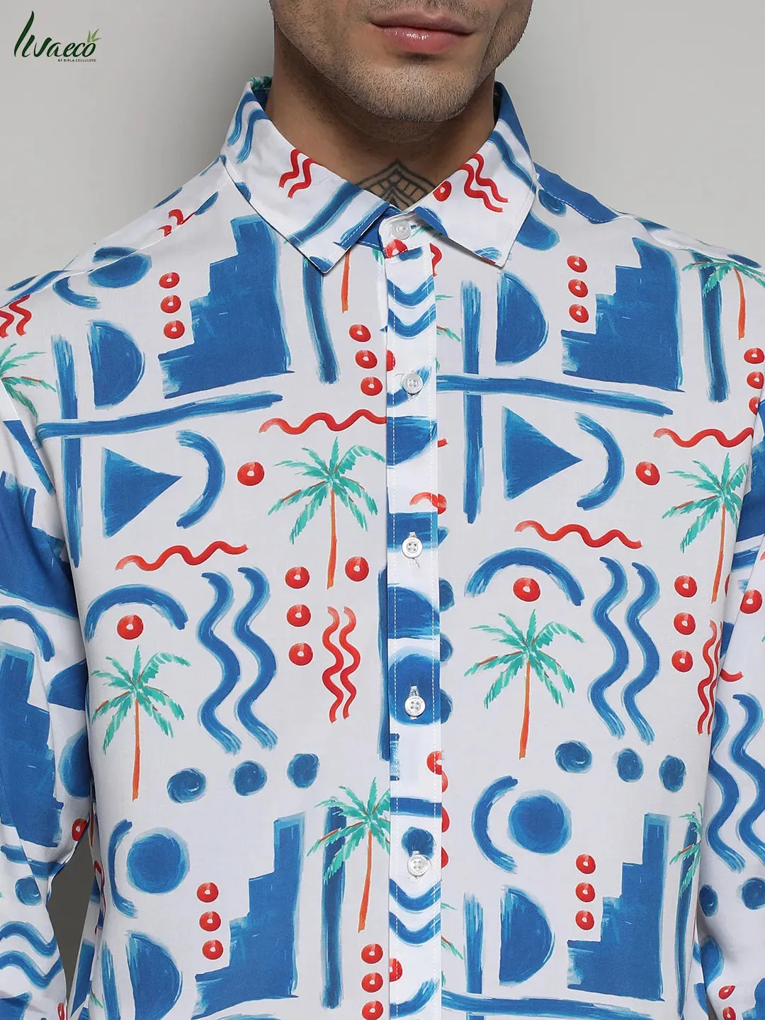 Ecoliva Geometric Palm Tree Shirt