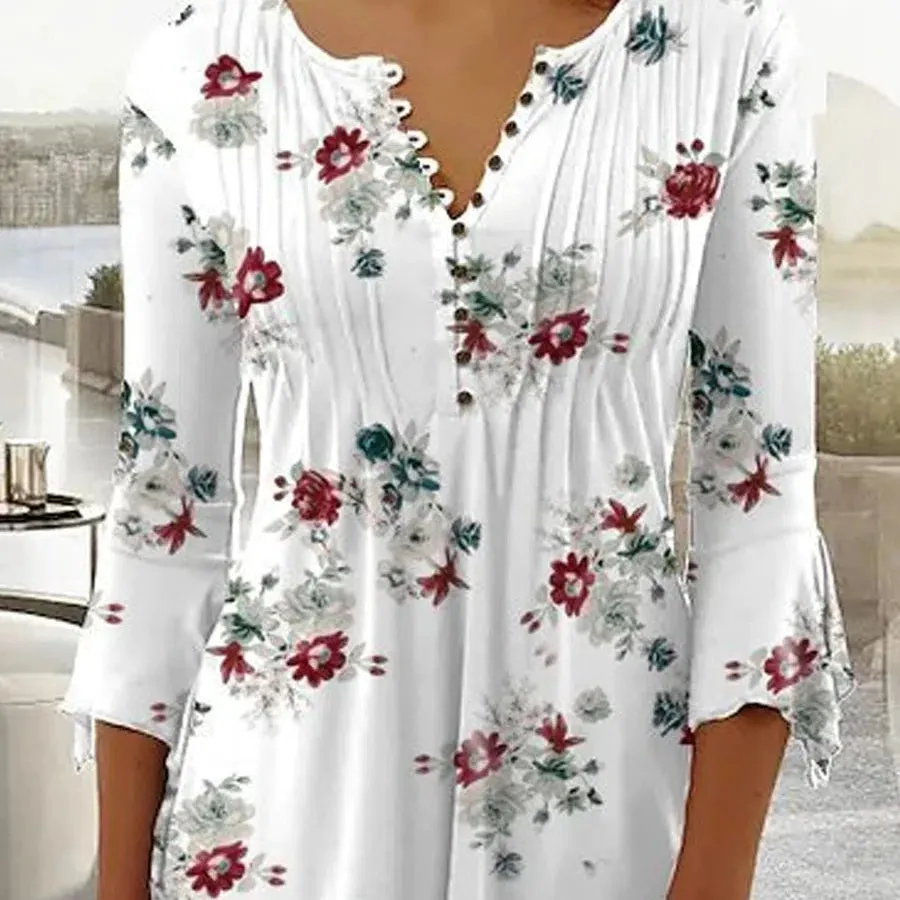 Elegant Casual Long Sleeve Women's Shirt - Stylish Print Top for Weekend and Holiday Wear