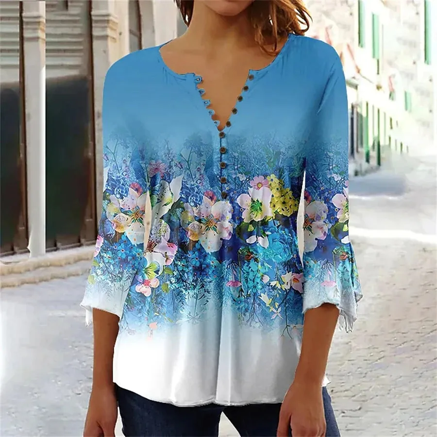 Elegant Casual Long Sleeve Women's Shirt - Stylish Print Top for Weekend and Holiday Wear