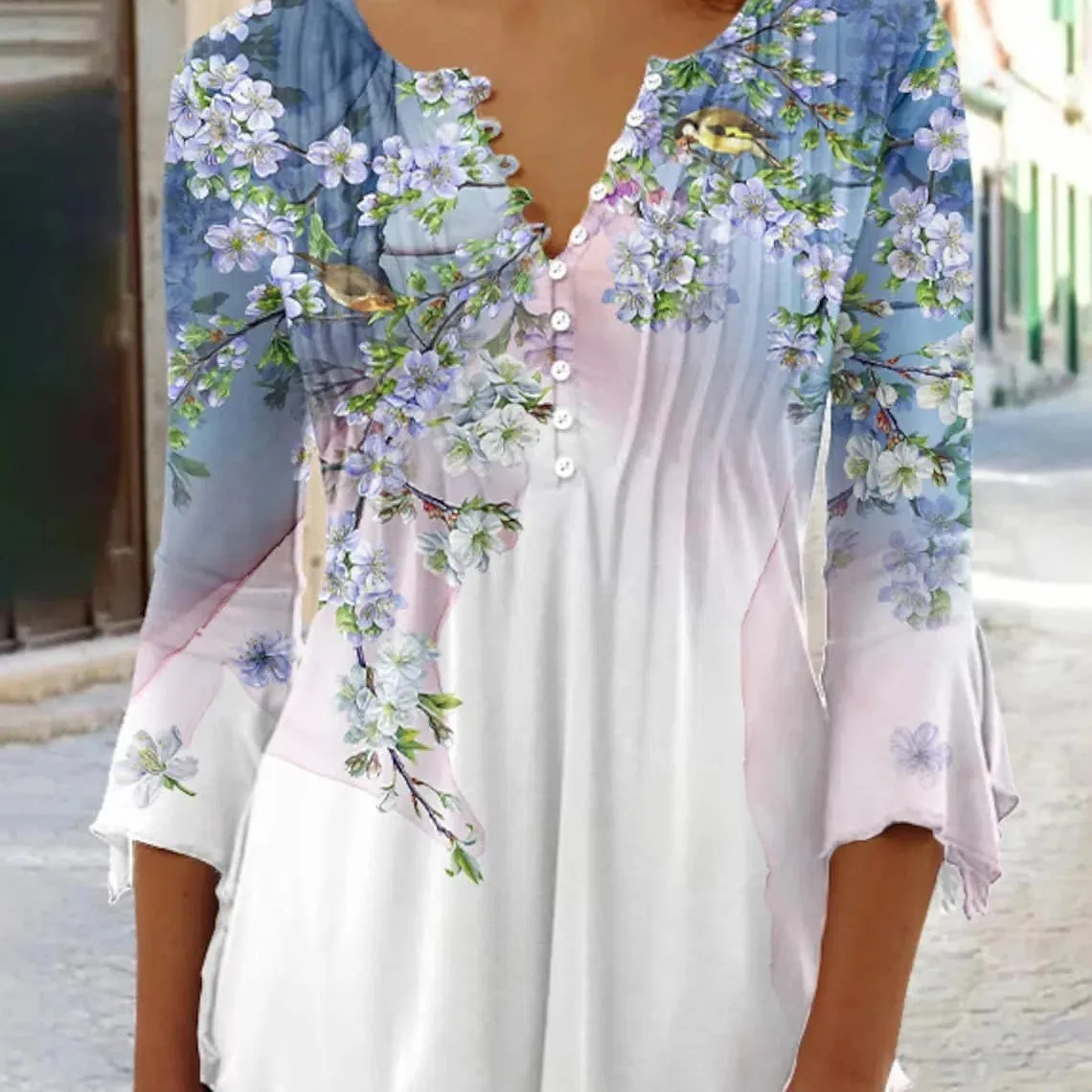 Elegant Casual Long Sleeve Women's Shirt - Stylish Print Top for Weekend and Holiday Wear