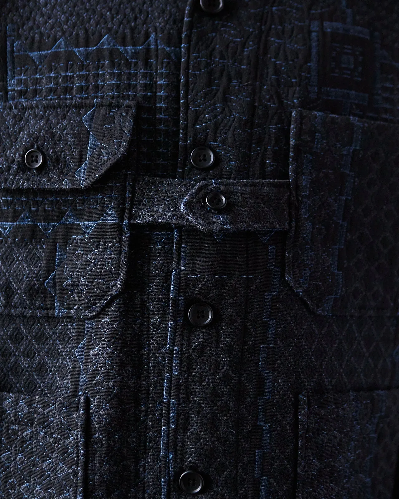 Engineered Garments Cardigan Jacket, Black/Navy Geo Jacquard