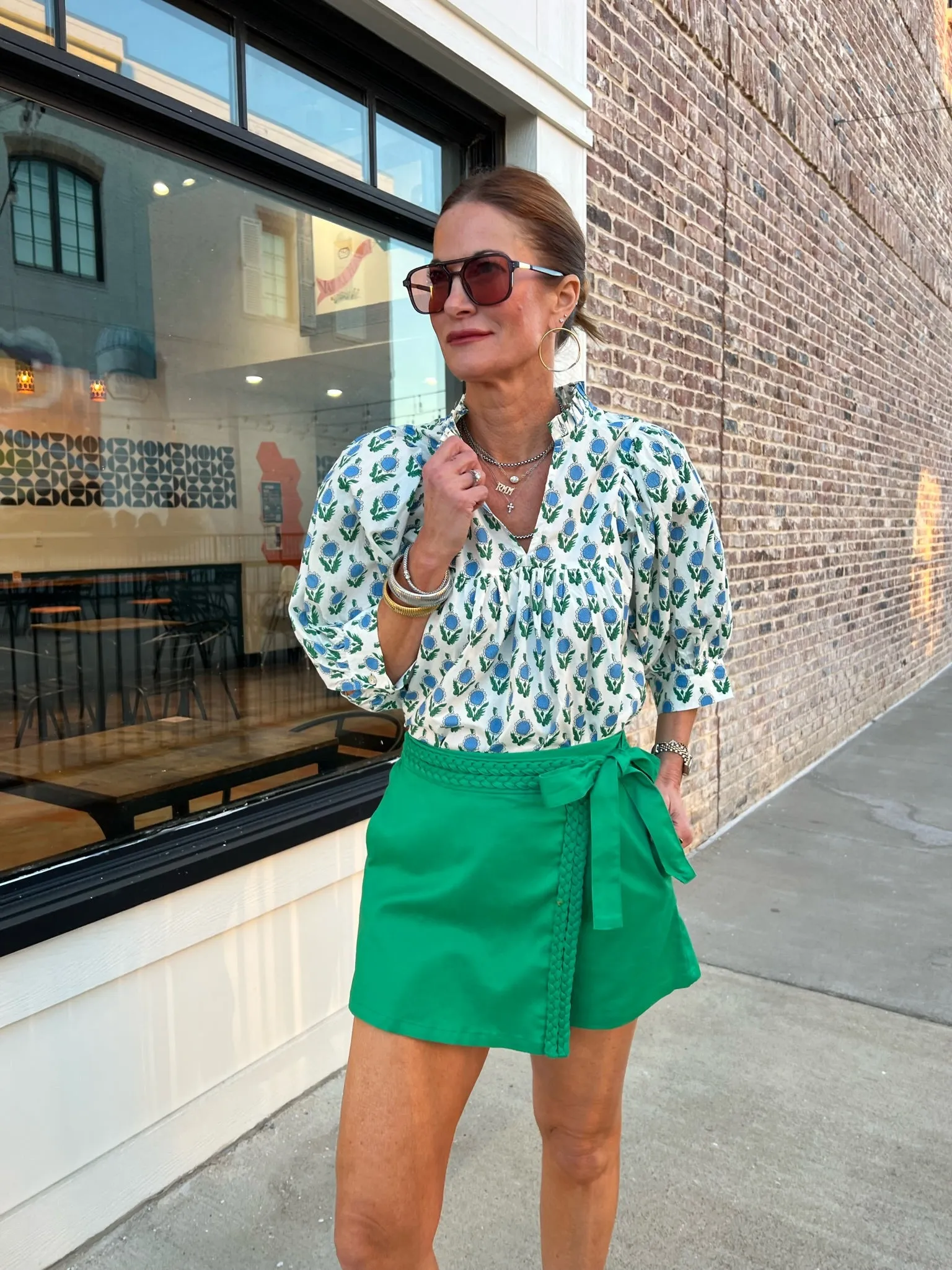 Entro | Nina Floral Print Top Off White