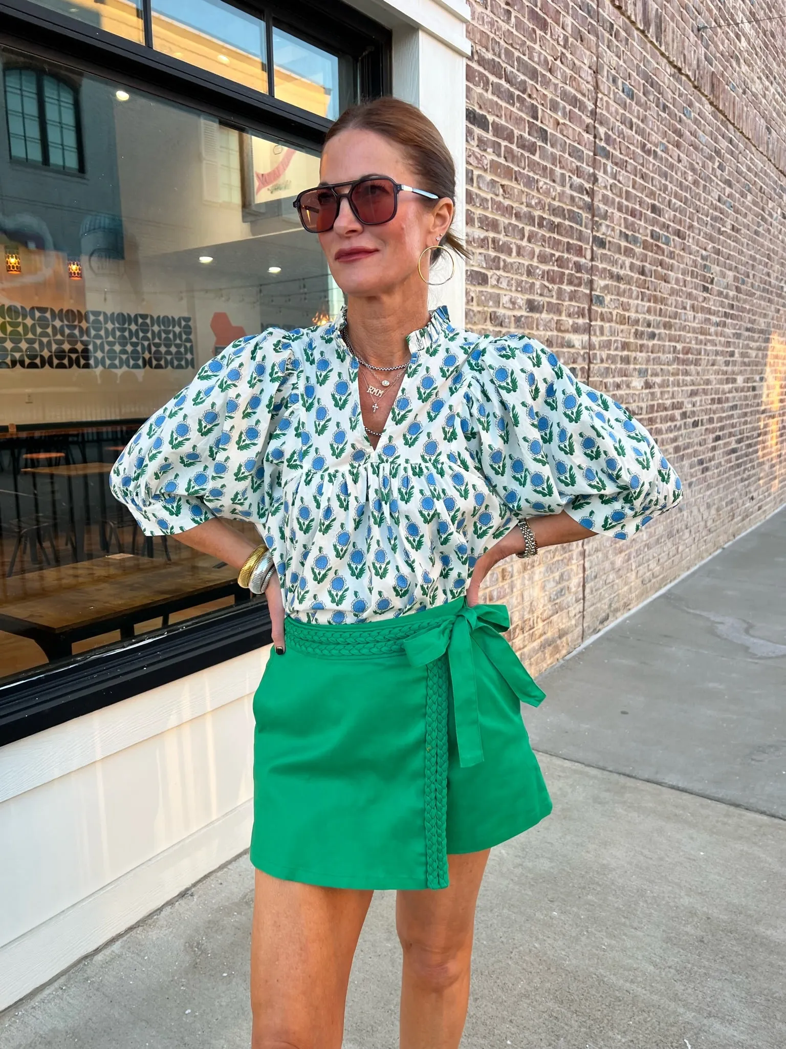 Entro | Nina Floral Print Top Off White