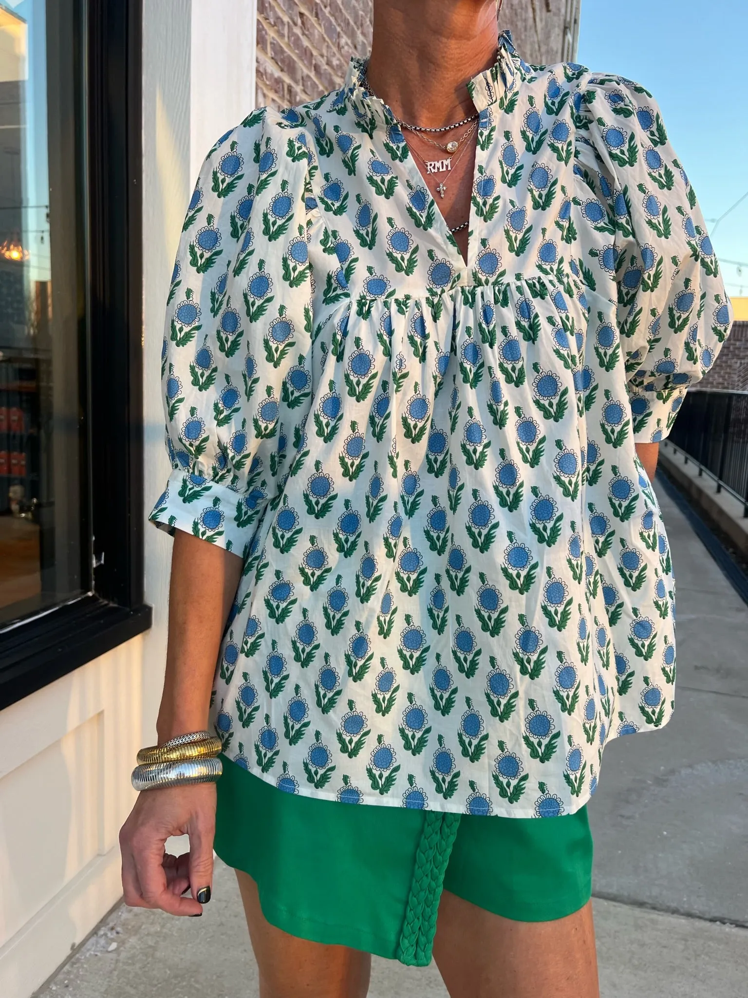 Entro | Nina Floral Print Top Off White