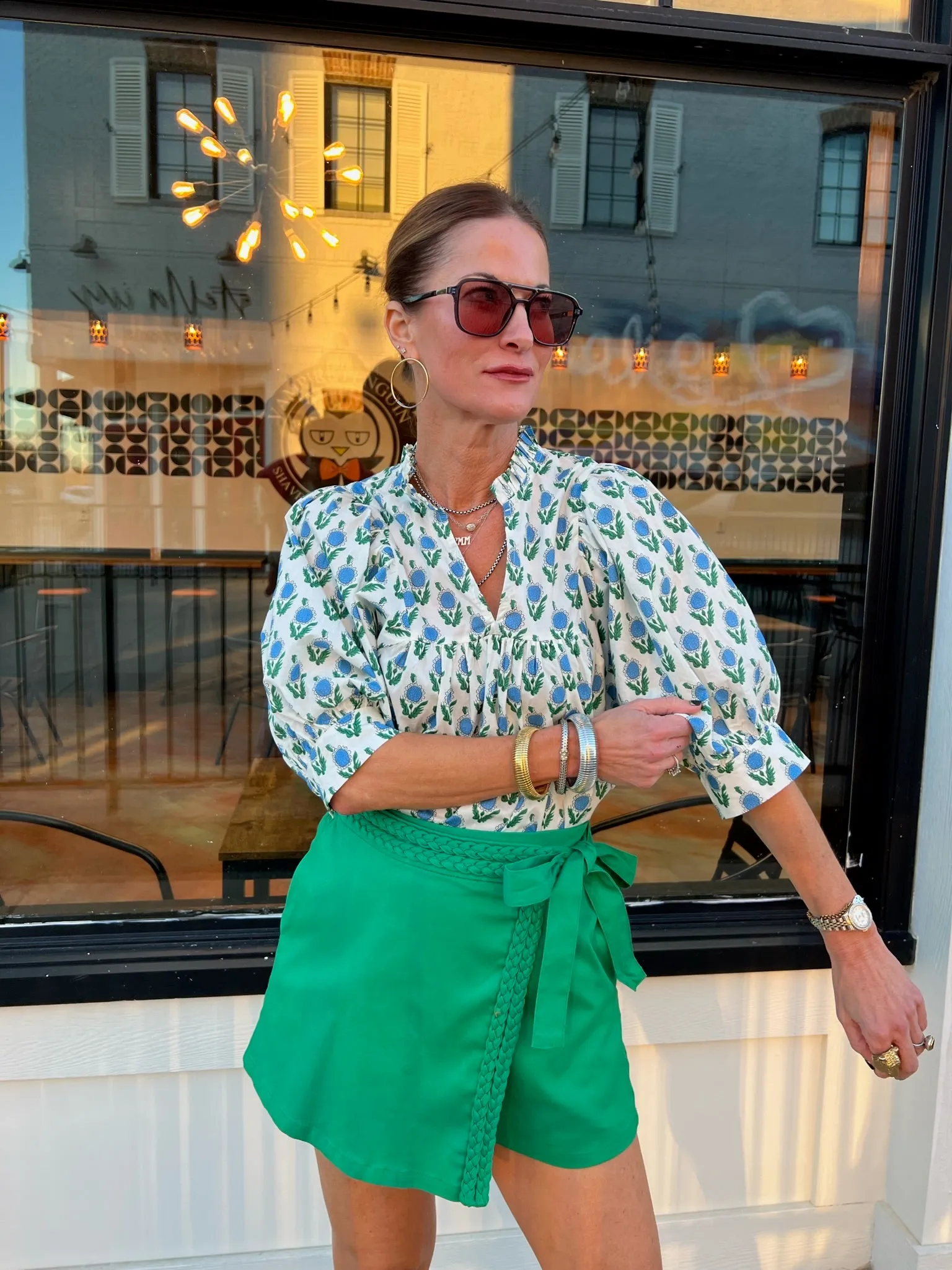 Entro | Nina Floral Print Top Off White