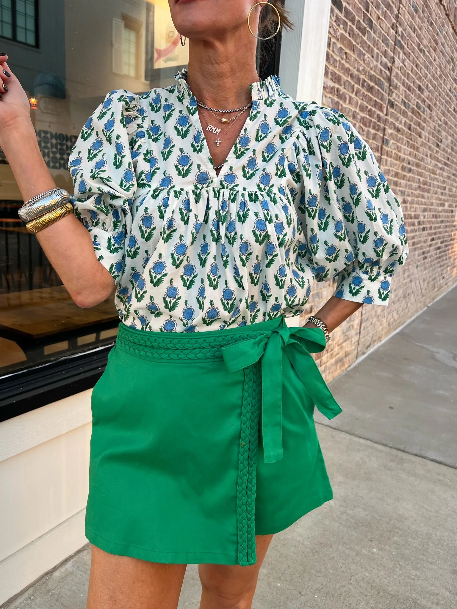 Entro | Nina Floral Print Top Off White