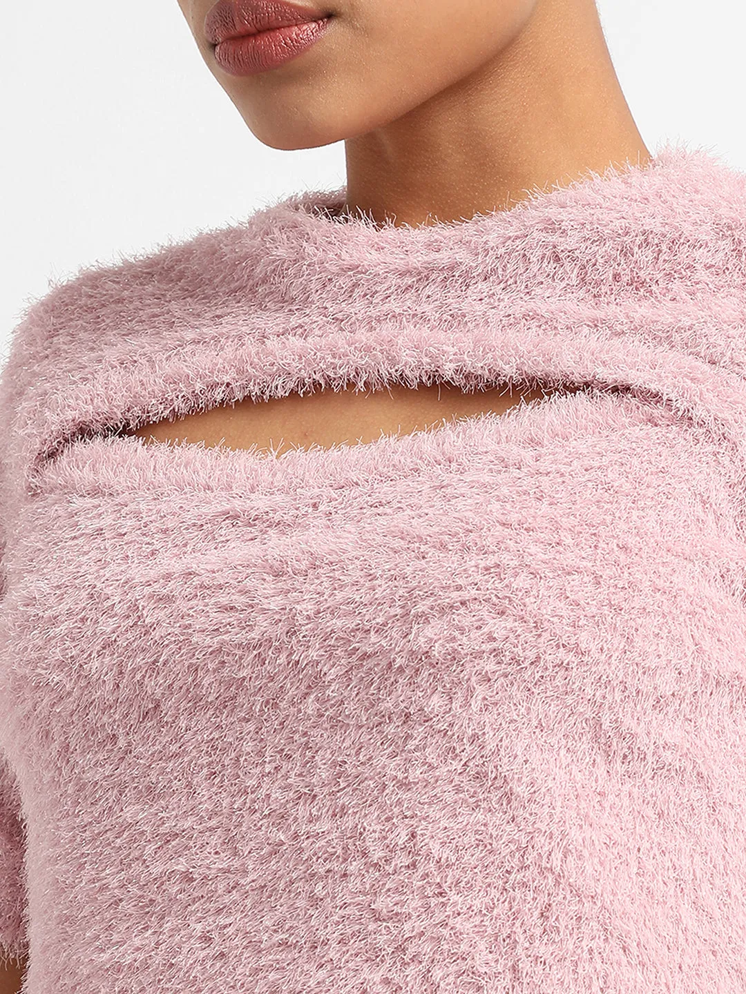 Faux Fur Cut-Out Top