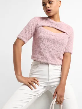 Faux Fur Cut-Out Top