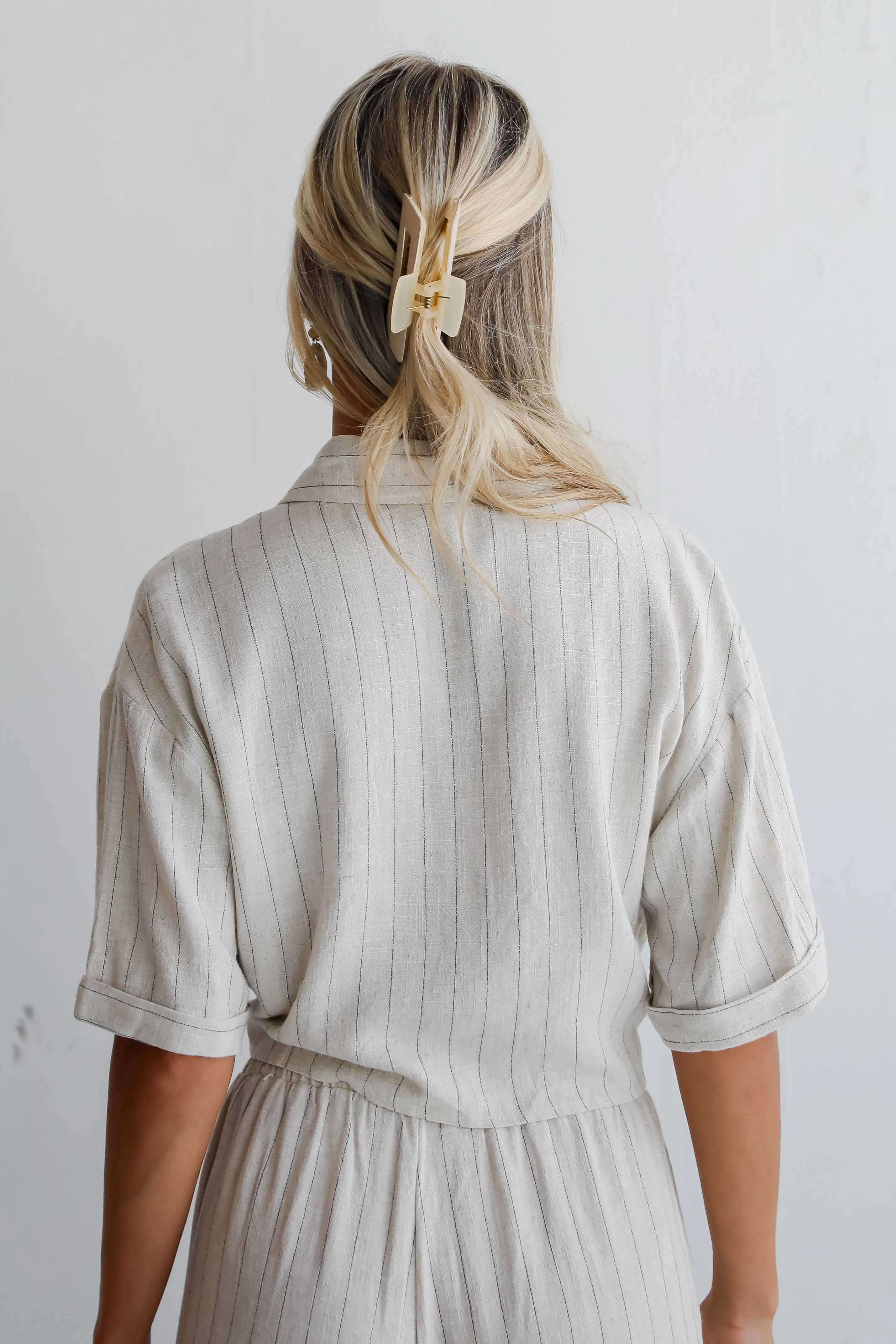 FINAL SALE - Moment Maker Striped Linen Tie-Front Blouse