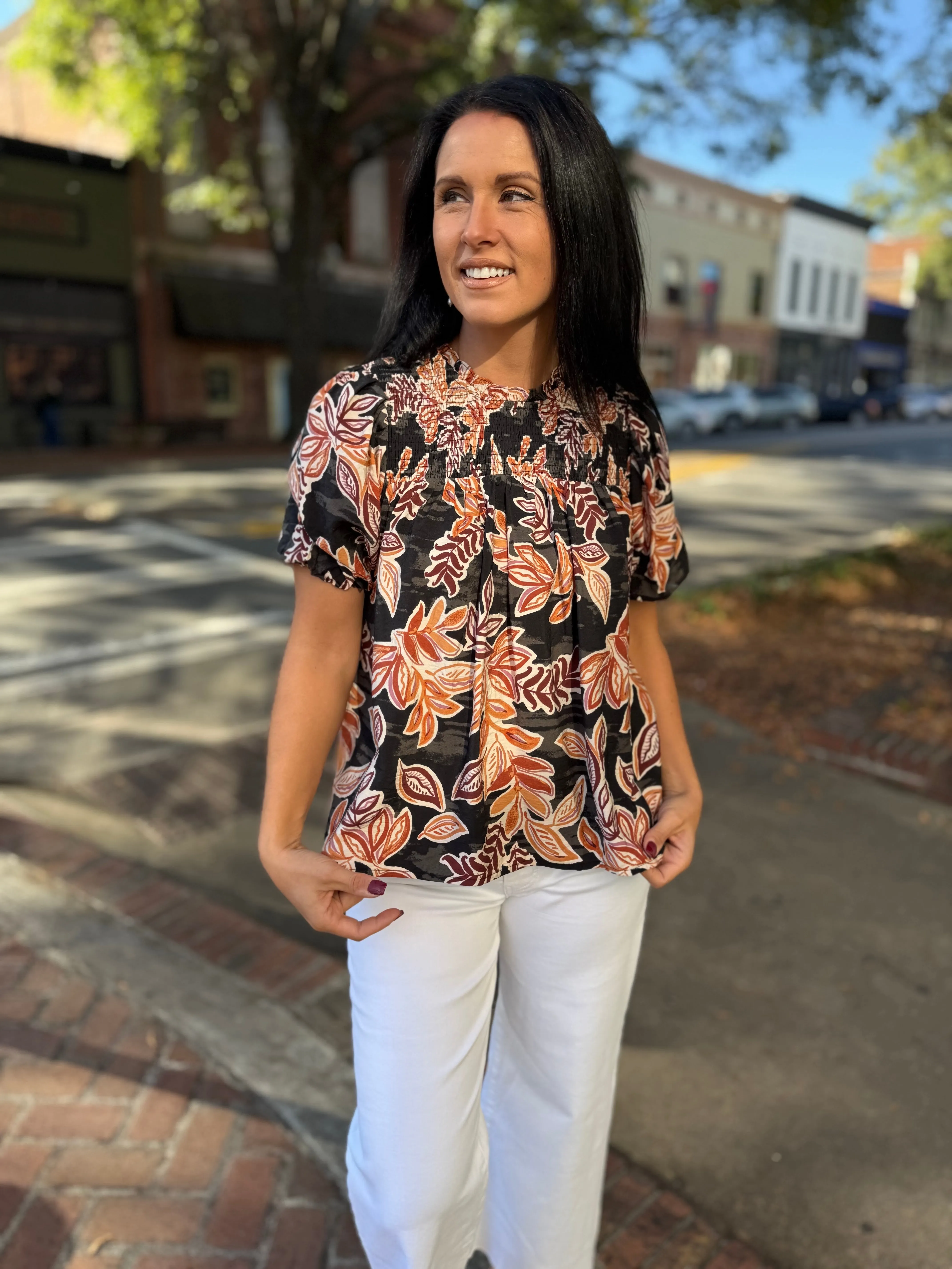 Floral Haven Smocked Top