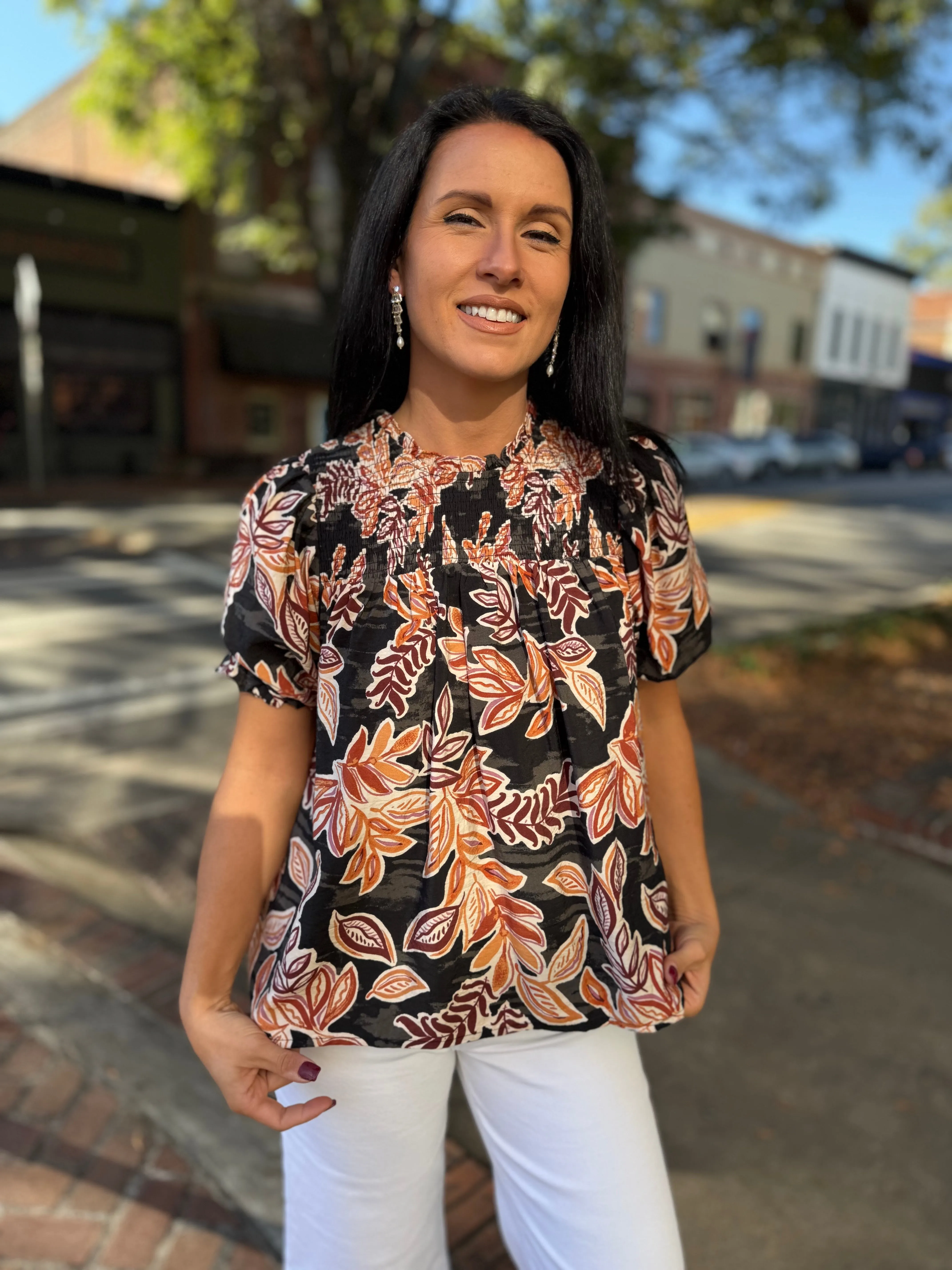 Floral Haven Smocked Top